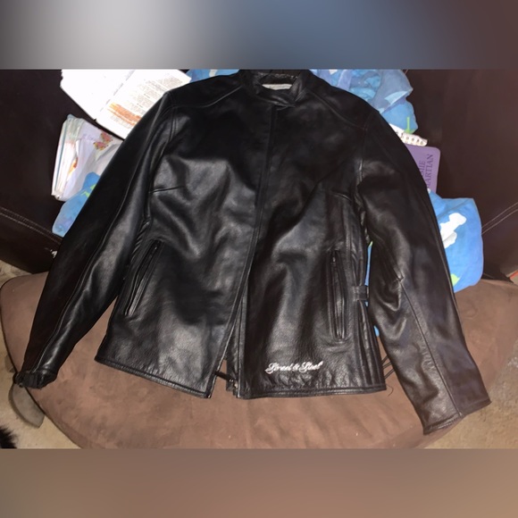 STREET & STEEL BLACK LEATHER ARMORED MOTORCYCLE JACKET Womens Large Biker - Picture 2 of 11